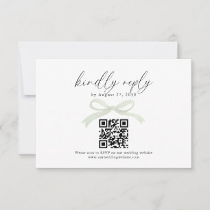 Chic Hellgrünes Bogenband QR-Code Hochzeit RSVP Karte