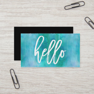 Chic Hello Aqua Watercolor   Visitenkarte