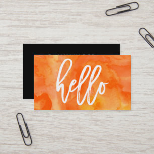 Chic Hello Orange Watercolor Visitenkarte