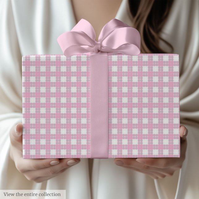 Chic Hellrosa Karo-Geschenkpapier zum 60. Geburtst Geschenkpapier (Chic Light Pink Checkered 60th Birthday Gift Wrap)
