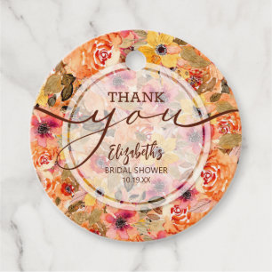 Chic Herbst Blume Brautparty Vielen Dank Geschenkanhänger