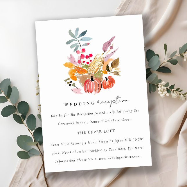 Chic Herbst Harvest Pumpkin Hochzeit Empfang Begleitkarte (Von Creator hochgeladen)