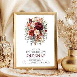 Chic Herbst Marsala Floral Oh Snap Tischschild Poster