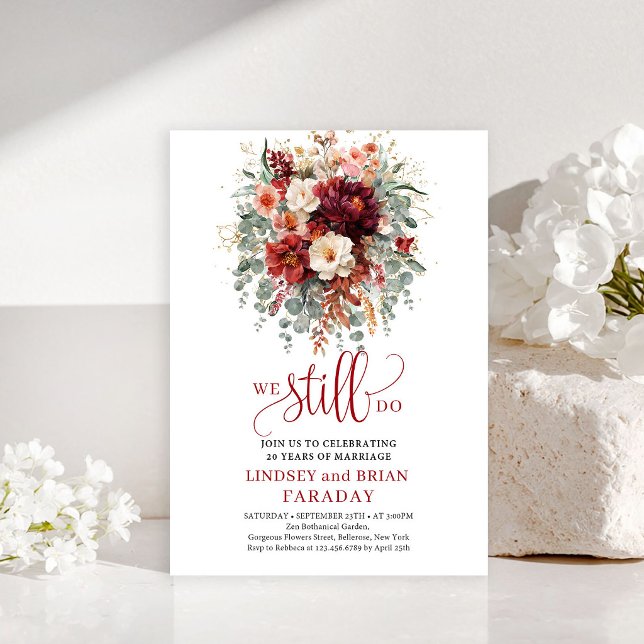 Chic Herbst Marsala Florale Wir tun es immer noch  Einladung (Chic Fall Marsala Floral We Still Do Invite

)