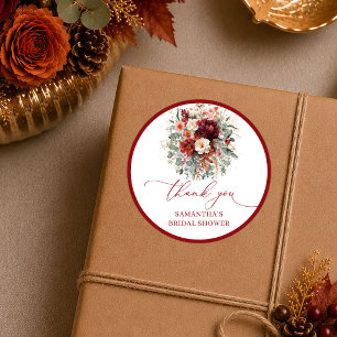 Chic Herbst-Terrakotta-Boho-Braut-Show-Sticker ar Runder Aufkleber