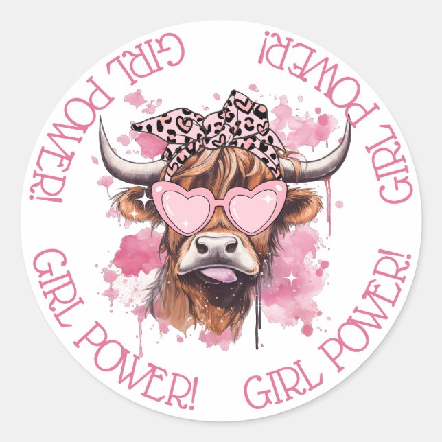 Chic Hereford Girly Cow Galentines Day Sticker (Vorderseite)