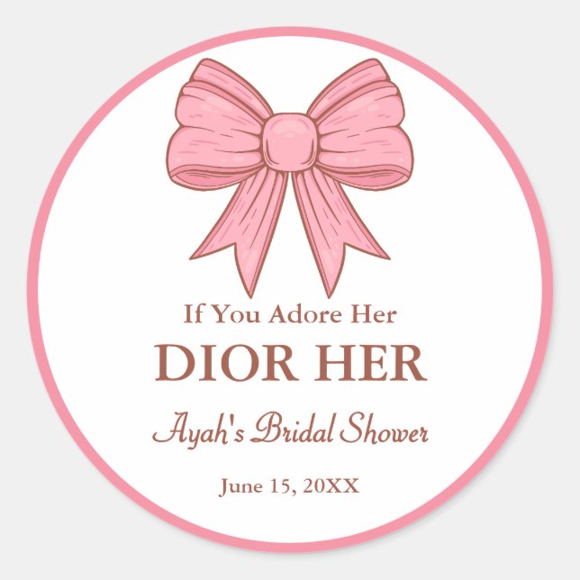 Chic High End Parfüm Thema Pink Bow Gastgeschenk Runder Aufkleber (Vorderseite)