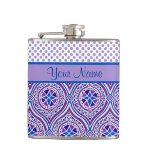 Chic Hip Flask to Personalize: Mauve, Blue Flachmann