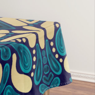 Chic Hipster Gold Emerald Blue Tribal Künstlerisch Tischdecke