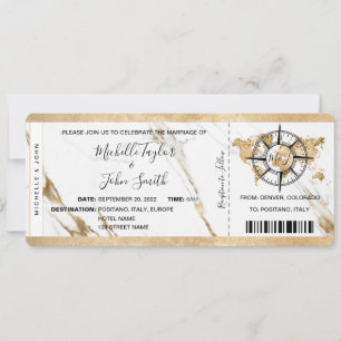 Chic Hochzeit in Urlaubsort Boarding Pass Ticket G Einladung