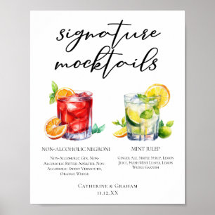 Chic-Hochzeits-Mocktails Negroni Mint Julep Menü Poster