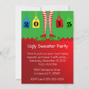 Chic Holiday/Christmas Ugly Sweater Party Einladung