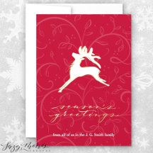 Chic Holiday Dancer in Red Tall Holiday Card