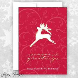 Chic Holiday Dancer in Red Tall Holiday Card Feiertagskarte