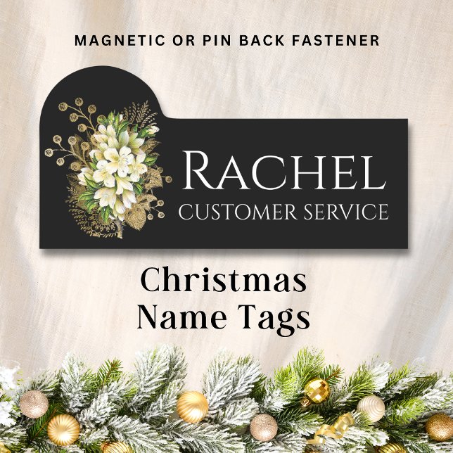 Chic Holiday Floral Bouquet Personalisierter Name Namensschild (Von Creator hochgeladen)