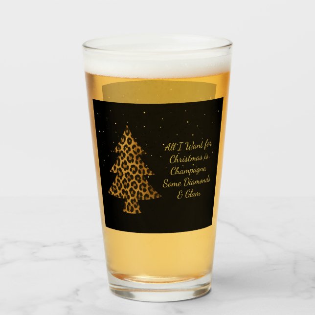 Chic Holiday Leopard Tree Design Glas (Vorne (Gefüllt))