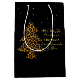 Chic Holiday Leopard Tree Design Mittlere Geschenktüte
