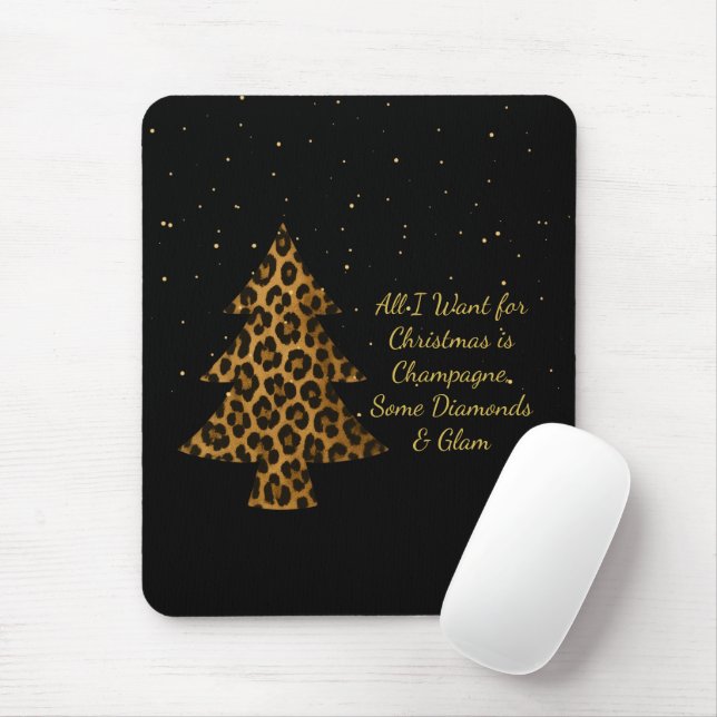 Chic Holiday Leopard Tree Design Mousepad (Mit Mouse)