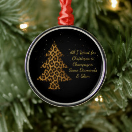 Chic Holiday Leopard Tree Design Ornament Aus Metall