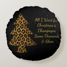 Chic Holiday Leopard Tree Design Rundes Kissen