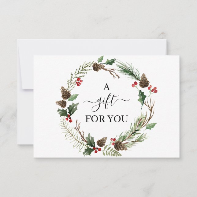 Chic Holly Berry & Leaves Wreath Gift Certificate (Vorderseite)