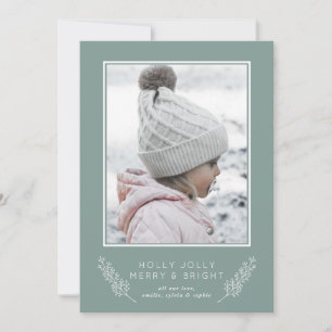 Chic Holly Jolly Merry & Bright Foto Holiday Card Feiertagskarte