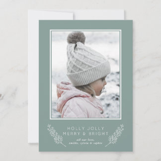 Chic Holly Jolly Merry & Bright Foto Holiday Card Feiertagskarte