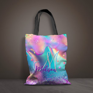 Chic holografisches Einhorn-Tropf-Glitzer-Monogram