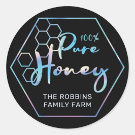 Chic Holographic 100% Pure Honey Jar Labels Runder Aufkleber