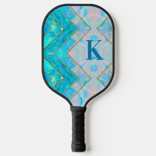 Chic holographic mädchenhaft stylish blue sketchbo pickleball schläger (Vorderseite)