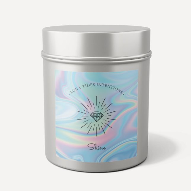 Chic Holographic Magic Intention Candles Label Quadratischer Aufkleber (Von Creator hochgeladen)