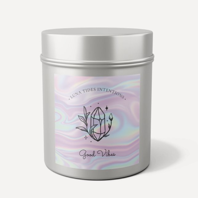 Chic Holographic Magic Intention Candles Label Quadratischer Aufkleber (Von Creator hochgeladen)