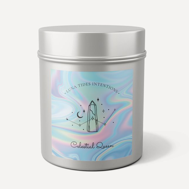 Chic Holographic Magic Intention Candles Label Quadratischer Aufkleber (Von Creator hochgeladen)