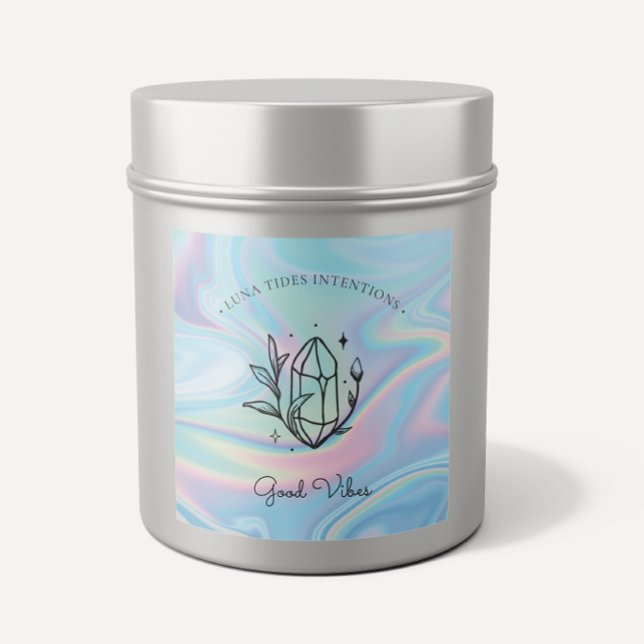 Chic Holographic Magic Intention Candles Label Quadratischer Aufkleber (Von Creator hochgeladen)