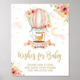 Chic Hot Air Ballon Niedliche Tiere Wünsche für Ba Poster