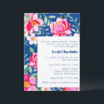 Chic Hot Pink Blue Watercolor Floral Bat Mitzvah Einladung<br><div class="desc">Chic Hot Pink und Cobalt Blue Watercolor Floral Bat Mitzvah Einladung</div>