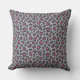 Chic Hot Pink Grau Leopard Druckmuster Kissen