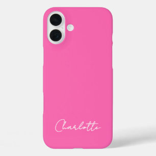 Chic Hot Pink Individuelle Name Script iPhone 16 Plus Hülle