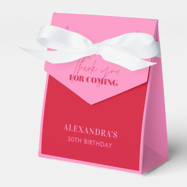 Chic Hot Pink Red Glitzer Geburtstag Vielen Dank Geschenkschachtel (Vorderseite)