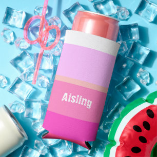 Chic Hot Pink Stripes Muster Selters Dosenkühler