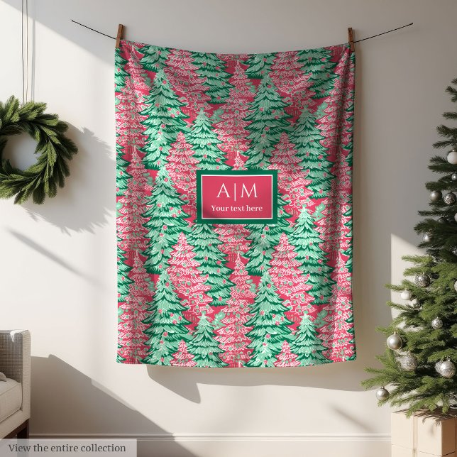 Chic hot pink watercolor preppy festive gift  fleecedecke (Chic hot pink watercolor preppy festive gift blanket)