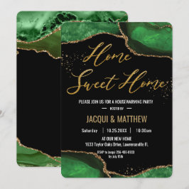 Chic Housewärming Party Emerald Green Agate Marble Einladung