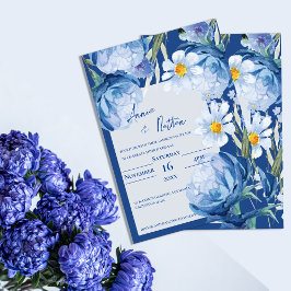 Chic Hübsch Blue Flowers Trendy Floral Wedding Einladung