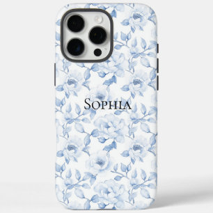 Chic Hübsch Blue White Blume iPhone 16 Pro Max Hülle