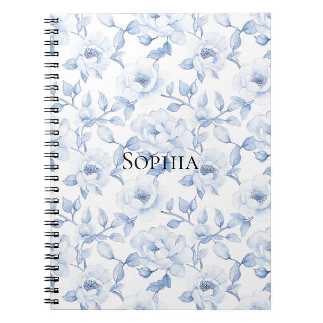Chic Hübsch Blue White Blume Notizblock (Vorderseite)