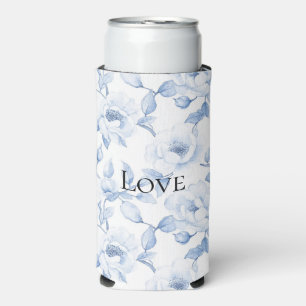 Chic Hübsch Blue White Blume Selters Dosenkühler