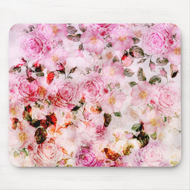 Chic Hübsch Blush Pink Aquarellfarben Rose Blütenf Mousepad (Vorne)