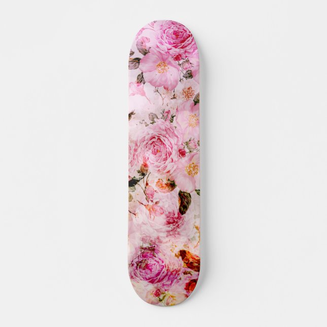 Chic Hübsch Blush Pink Aquarellfarben Rose Blütenf Skateboard (Vorne)