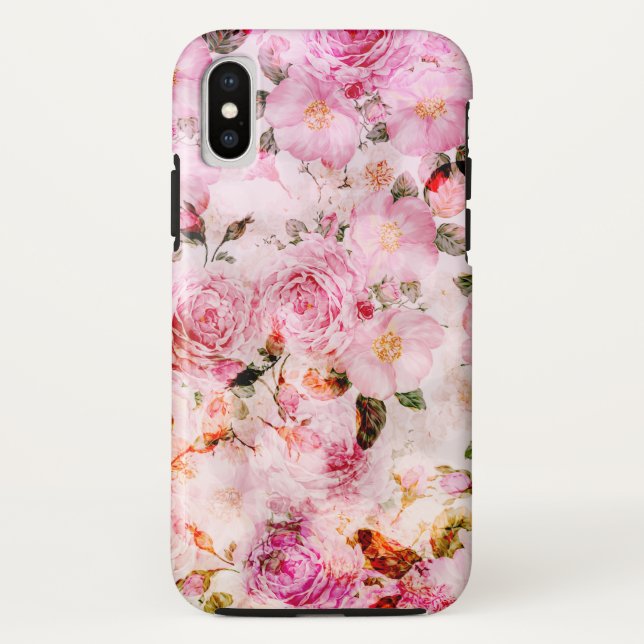 Chic Hübsch Blush Pink Aquarellfarben Rose Floral Case-Mate iPhone Hülle (Rückseite)