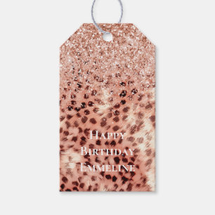 Chic Hübsch Girly Rose Gold Leopard Glitzer Liebe Geschenkanhänger